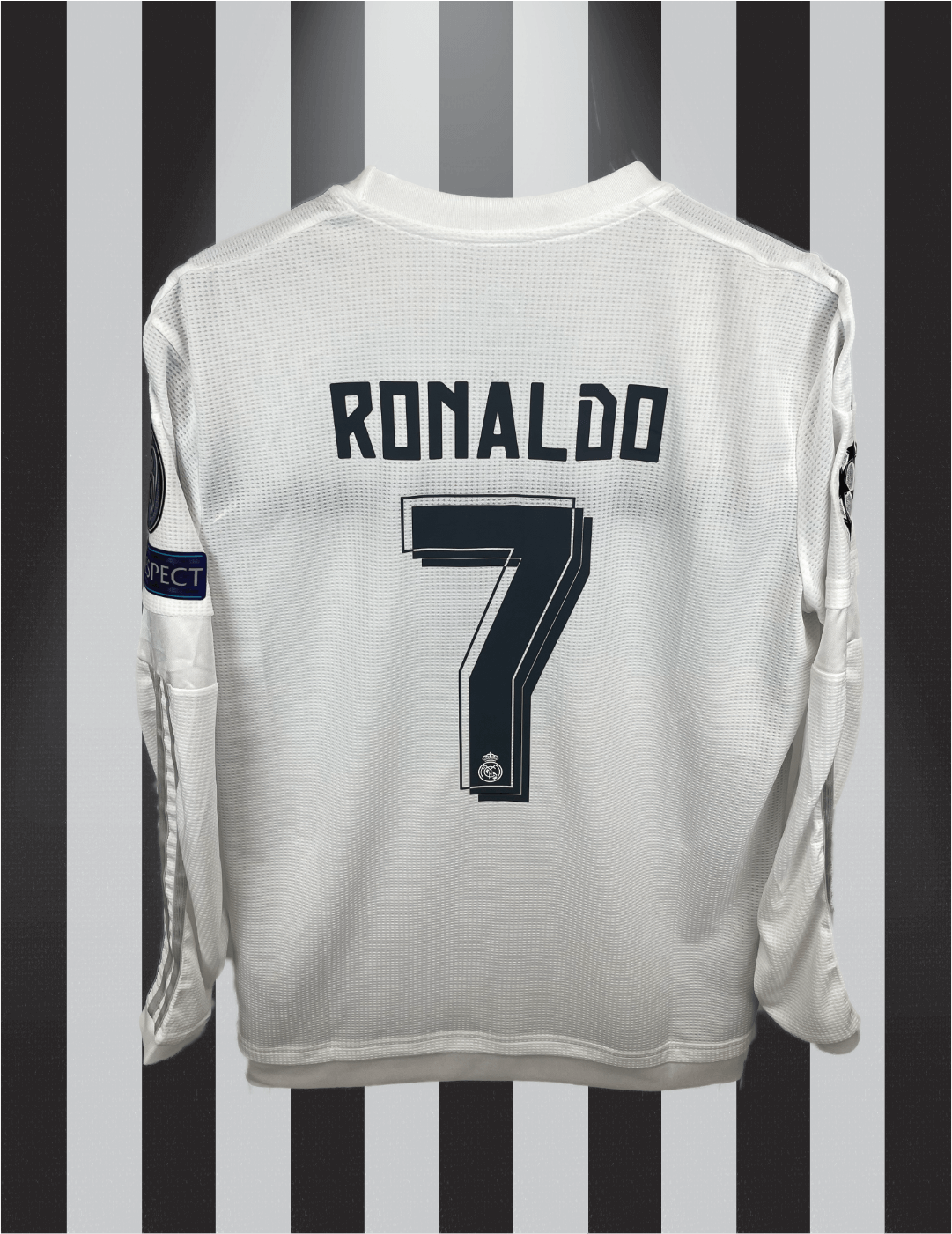 Cristiano Ronaldo Real Madrid 15/16 Langarm-Heimtrikot ENDGÜLTIGER DRUCK - M