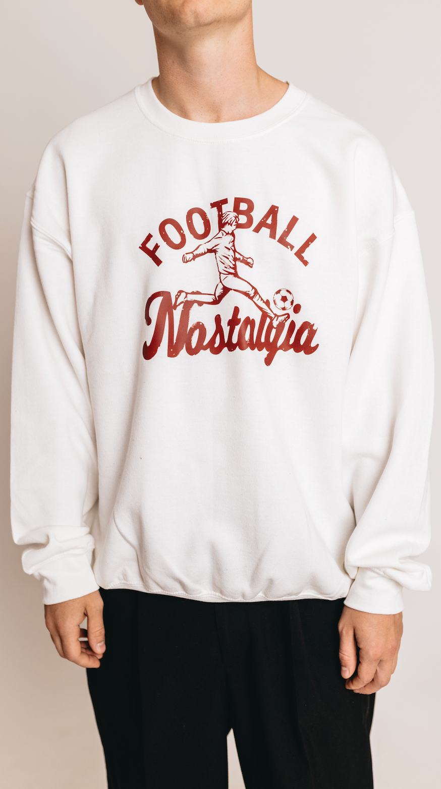 Schweres Sweatshirt mit Fußball-Nostalgie-Motiv