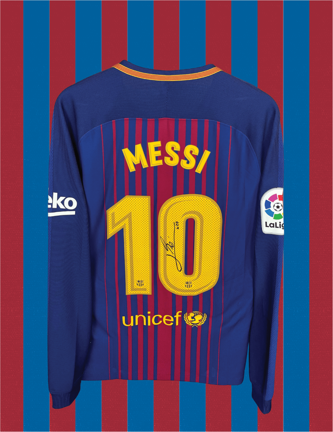 Lionel Messi Barcelona 17/18 SIGNERET Matchissue hjemmebanetrøje - L