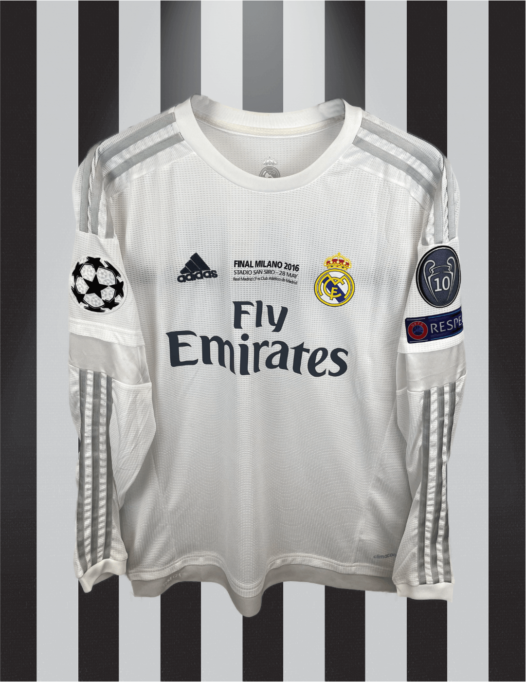 Cristiano Ronaldo Real Madrid 15/16 langærmet hjemmebanetrøje FINALTRYK - M