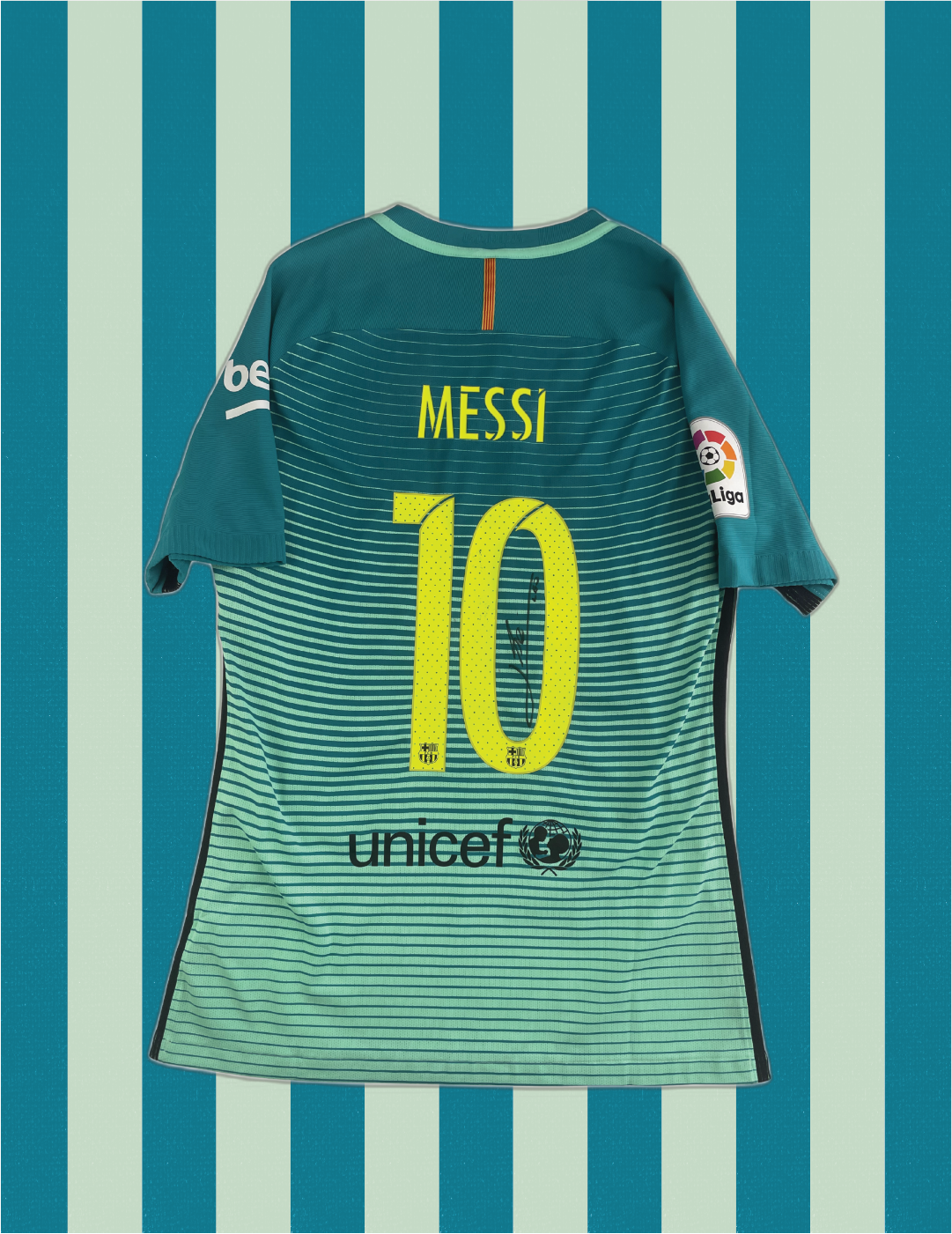 Lionel Messi Barcelona 16/17 SIGNIERTES Auswärtstrikot - L