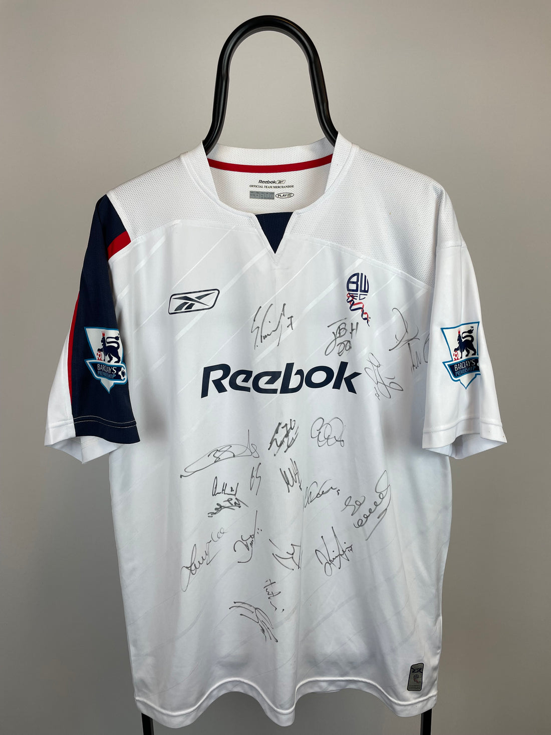 Jay-Jay Okocha Bolton Heimtrikot 05/07, signiert vom Team – XL
