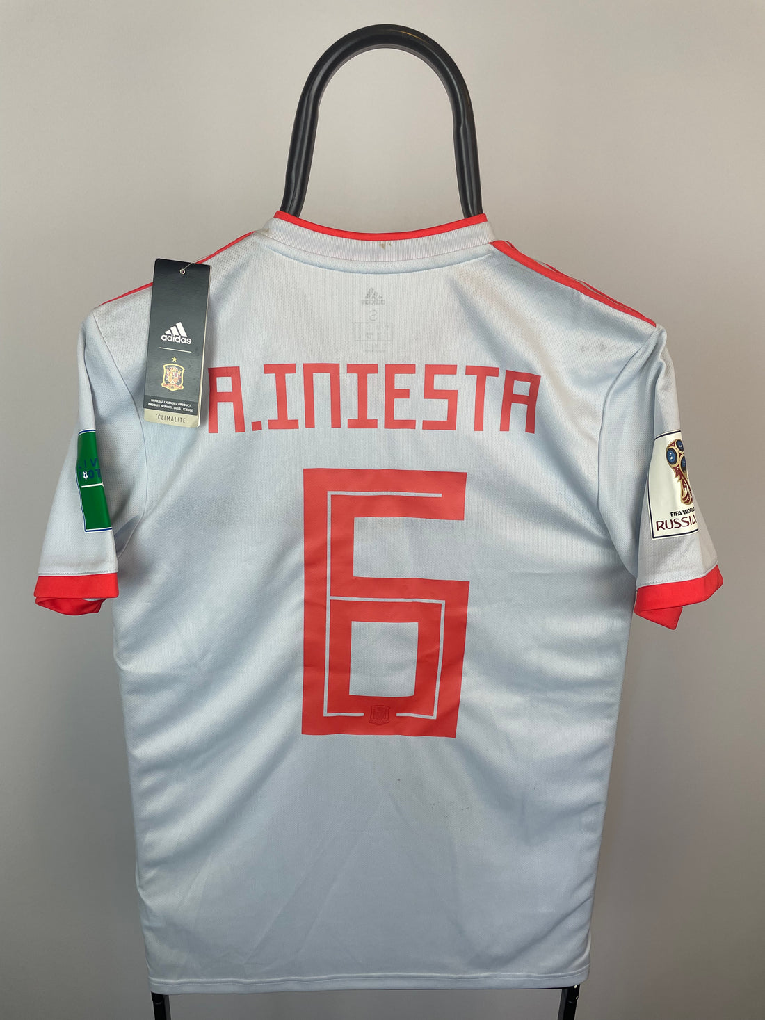 Andrés Iniesta Spanien 18/20 Kampdetaljer udebanetrøje - S