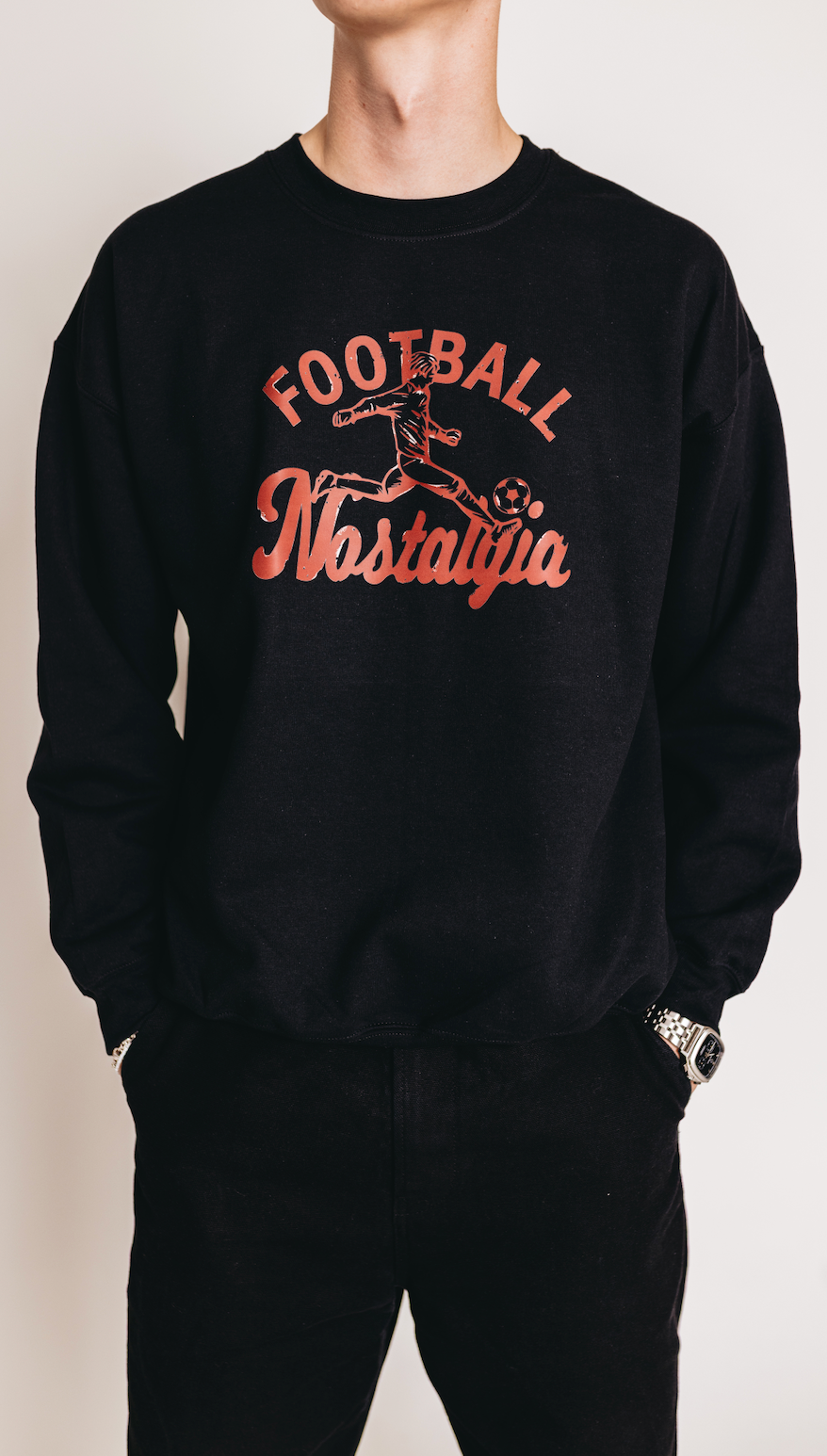 Schweres Sweatshirt mit Fußball-Nostalgie-Motiv